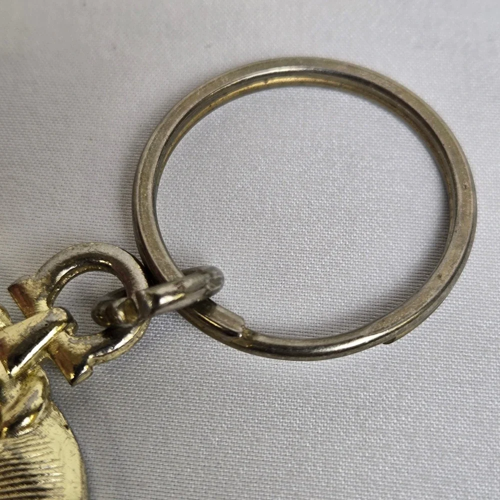 Photo Frame Keychain Charm Enamel Details Crown Mark Gold Tone Vintage 2
